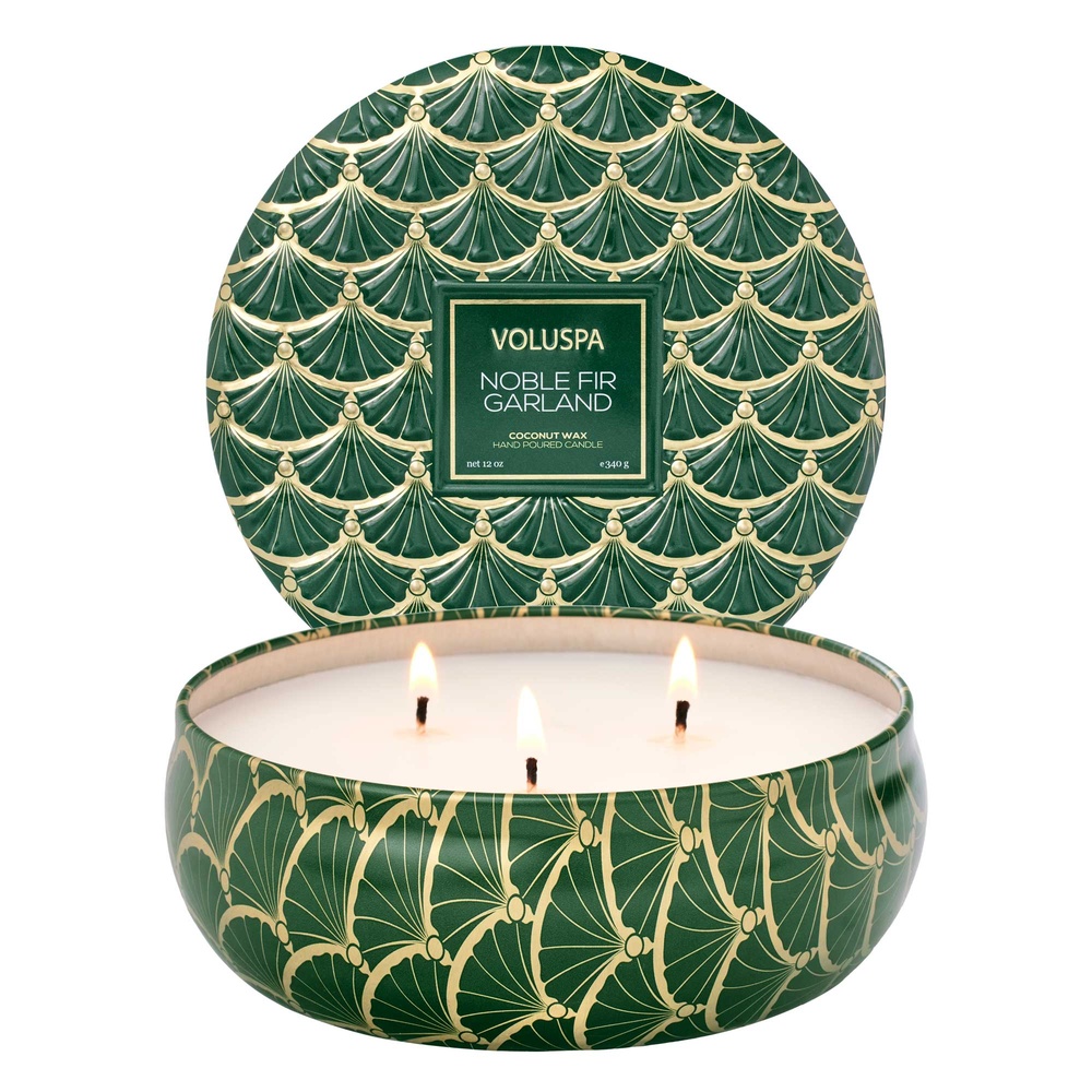 voluspa Noble Fir Garland 3 Wick Tin BOUGIE