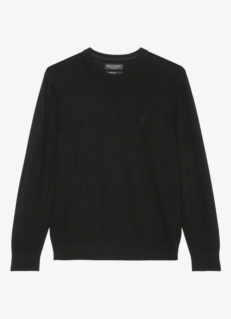Marc O'Polo Fine-knit pullover in virgin wool blend with logo