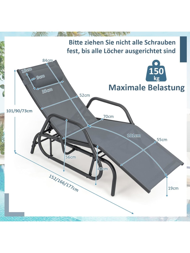 COSTWAY Sonnenliege mit Schaukelfunktion in Grau günstig kaufen onesize