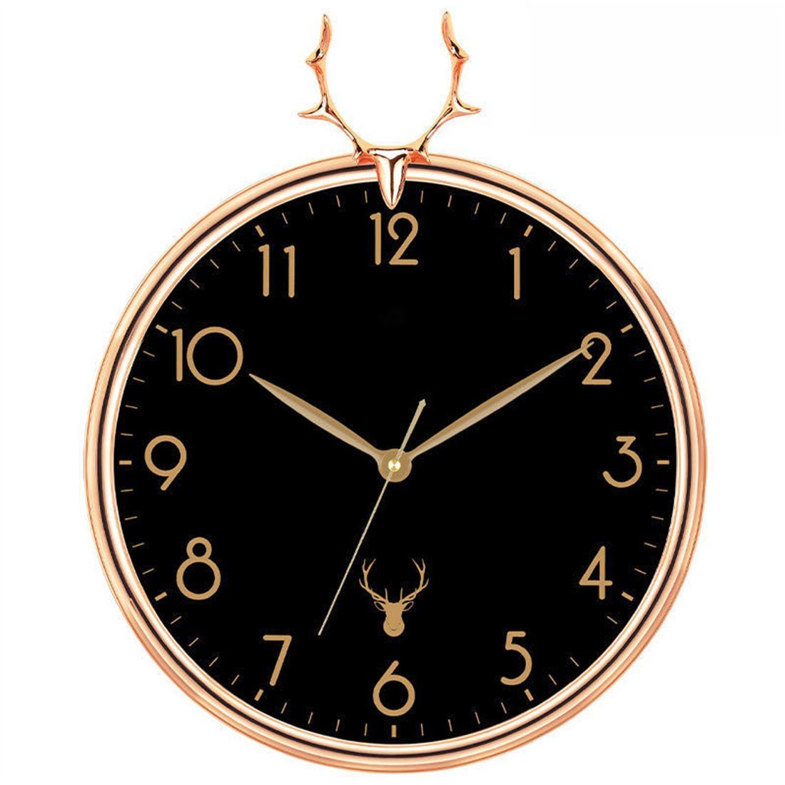 HOPPO~ Wanduhr 45cm moderne kreative Hirschkopf-Wanduhr, stilvolle stille Wanduhr