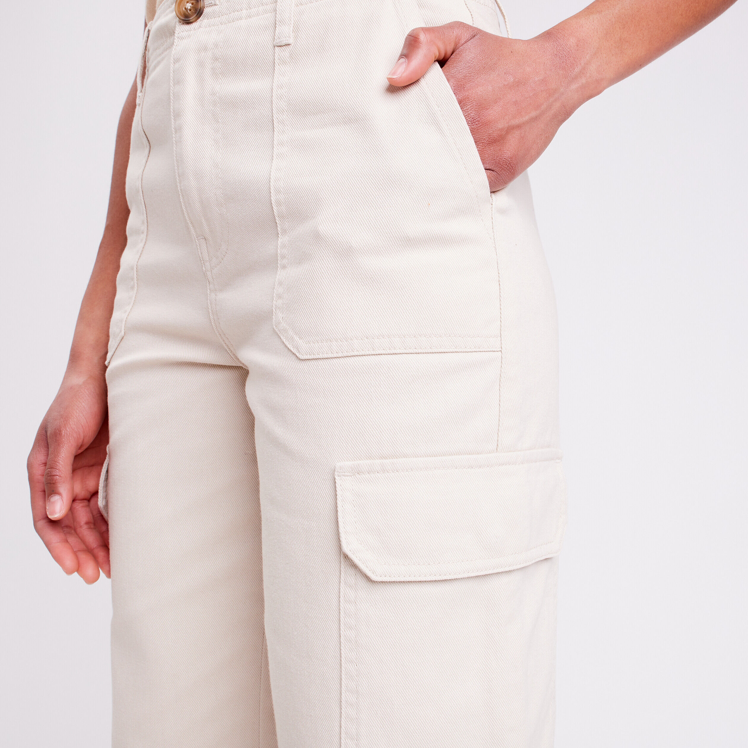 Pantalon jambes larges cargo sable femme | Cache Cache