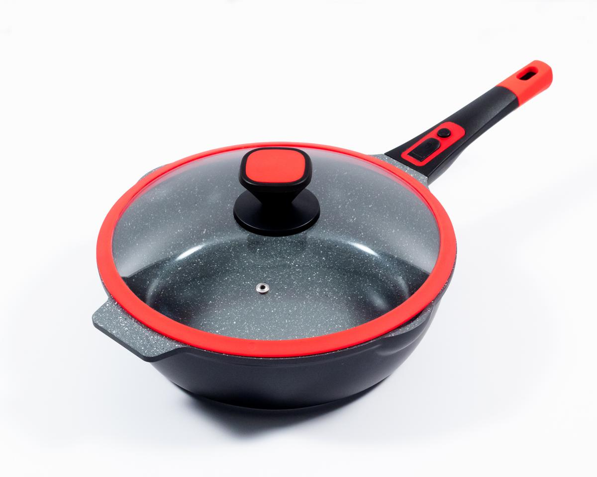 KING Click-Grip Bratpfanne Aluguss mit Keramikbeschichtung Ø32cm mit Glasdeckel