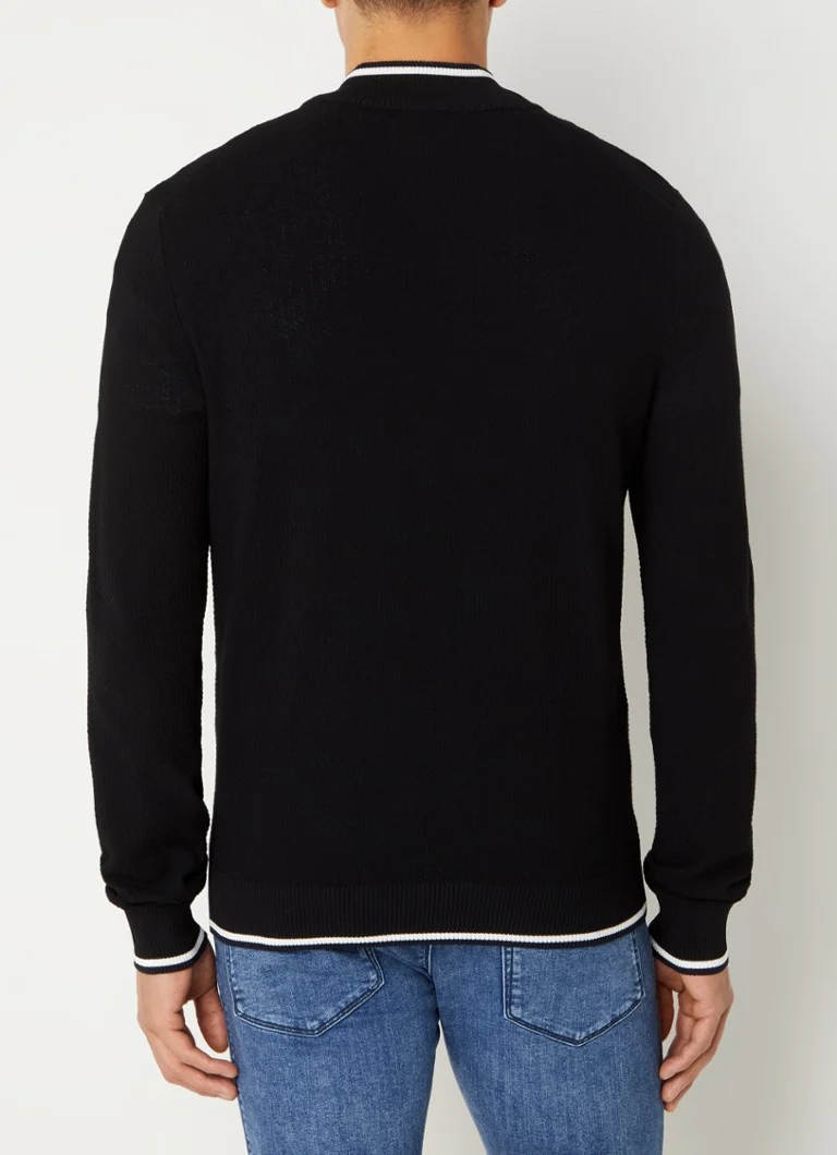 HUGO BOSS Saikk fine-knit sweater with logo and tipped cuffs