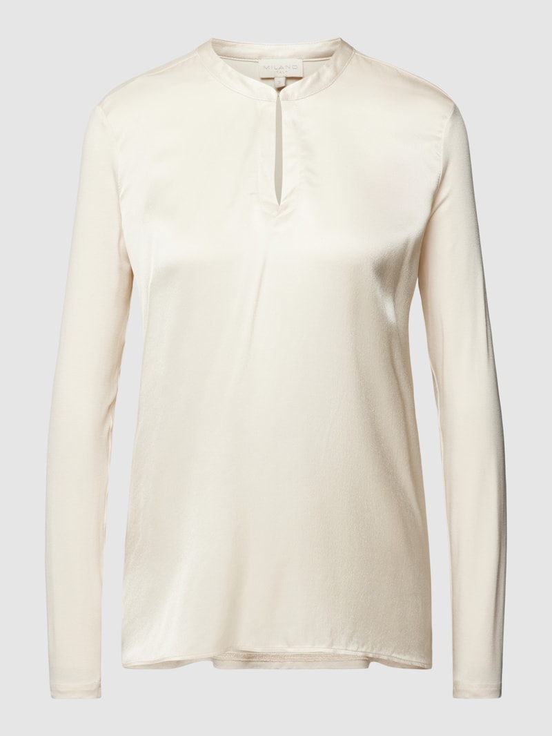 Bluse mit Schlüsselloch-Ausschnitt in beige