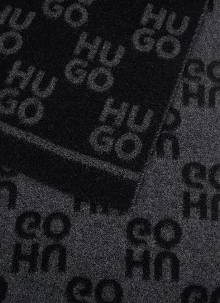 Sciarpa HUGO BOSS in misto lana con logo stampato, 190 x 40 cm