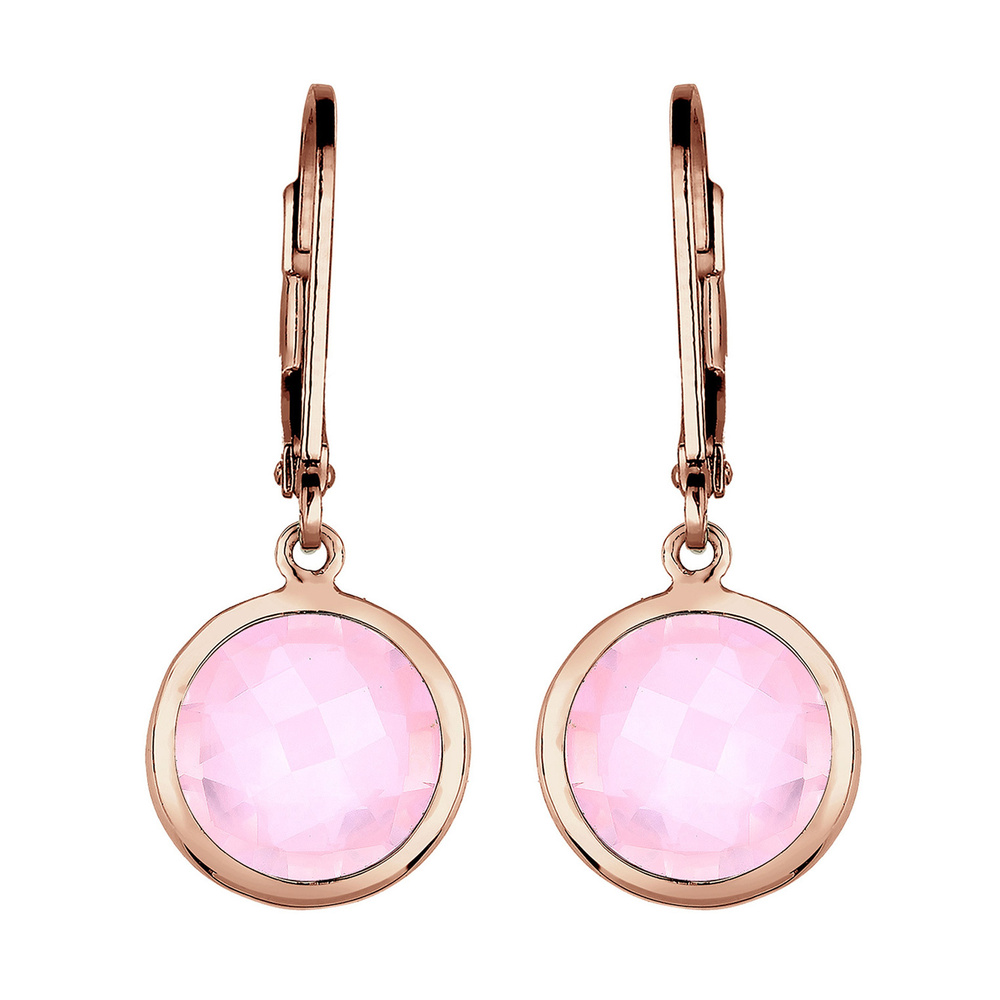 Elli Elli Boucles d'Oreilles Rosenquarz Basic Klassisch Silber rosé vergoldet Boucles d'oreilles