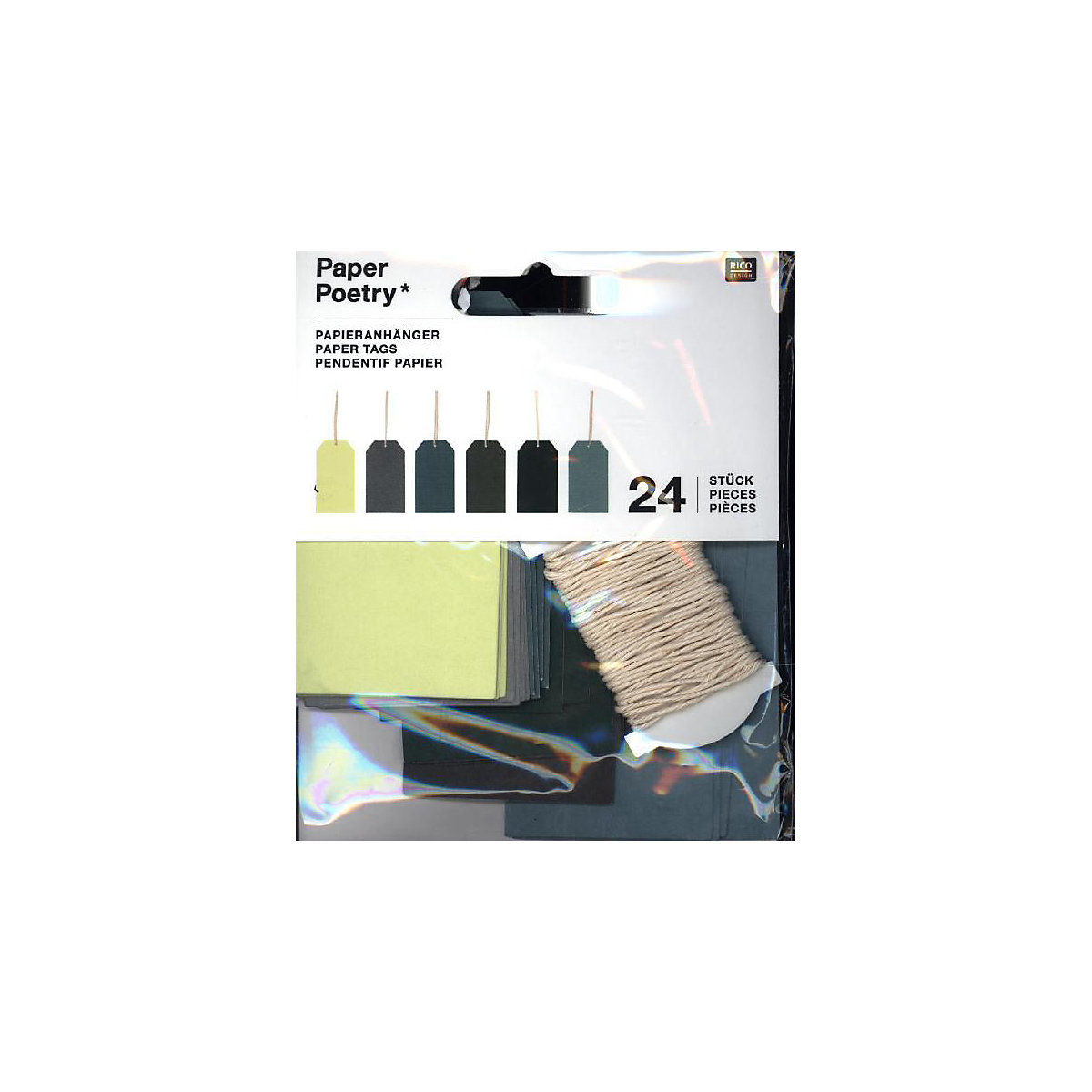 Papieranhänger Gross, Grün Mix