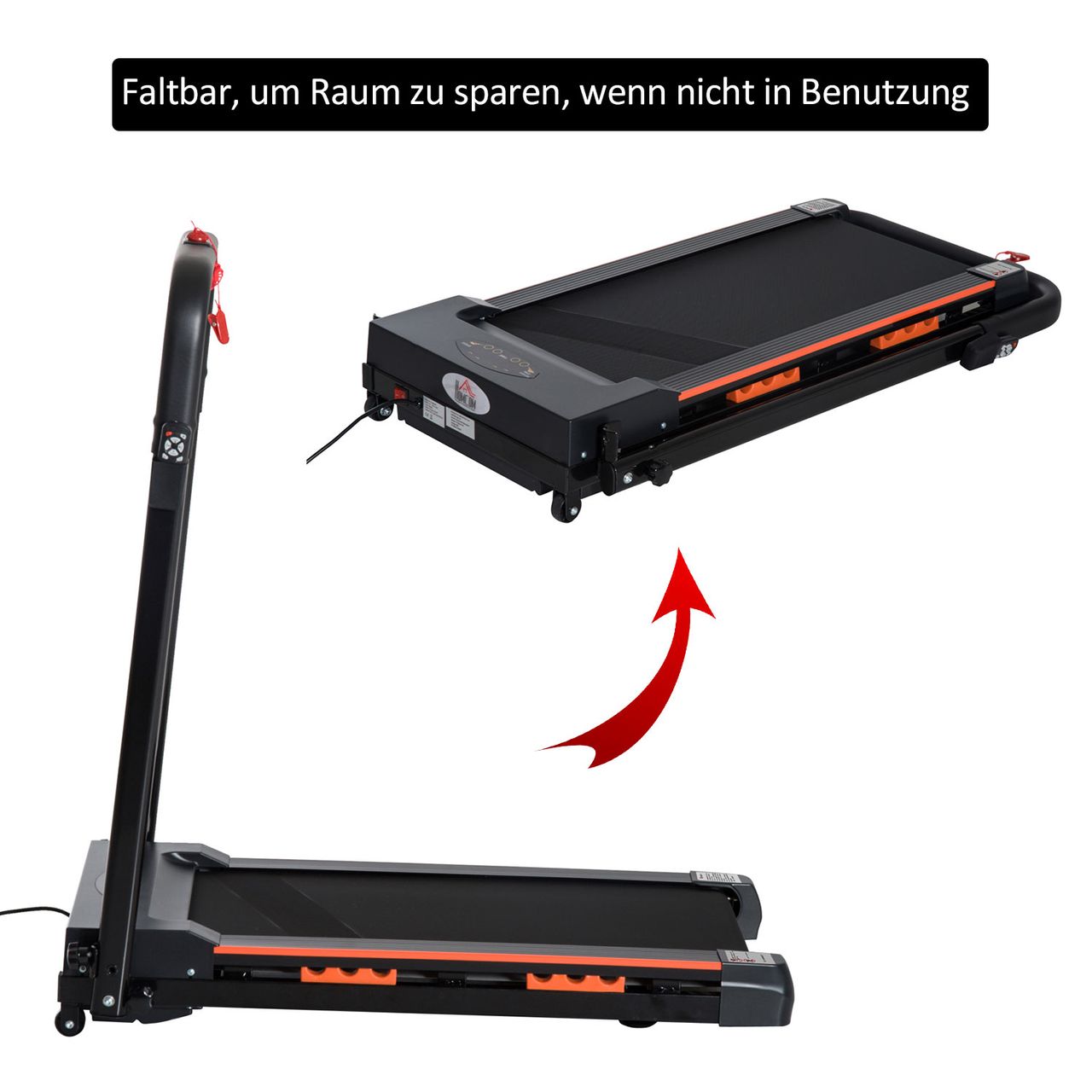 HOMCOM Elektrisch Laufband mit LCD Display Faltbares Fitnessgeräte 1-6Km/h