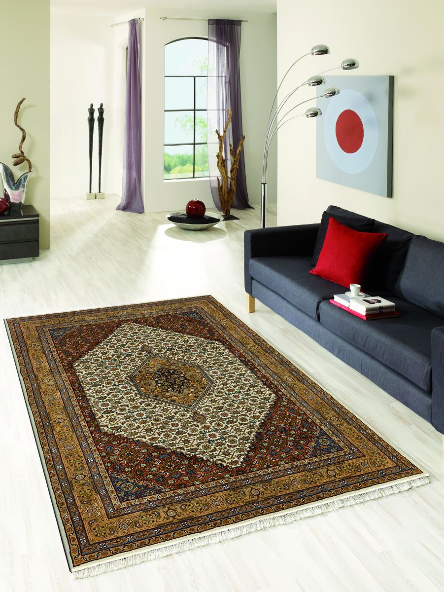 Teppich aus Indien Benaras Bidjar 20 beige 40 x 60 cm
