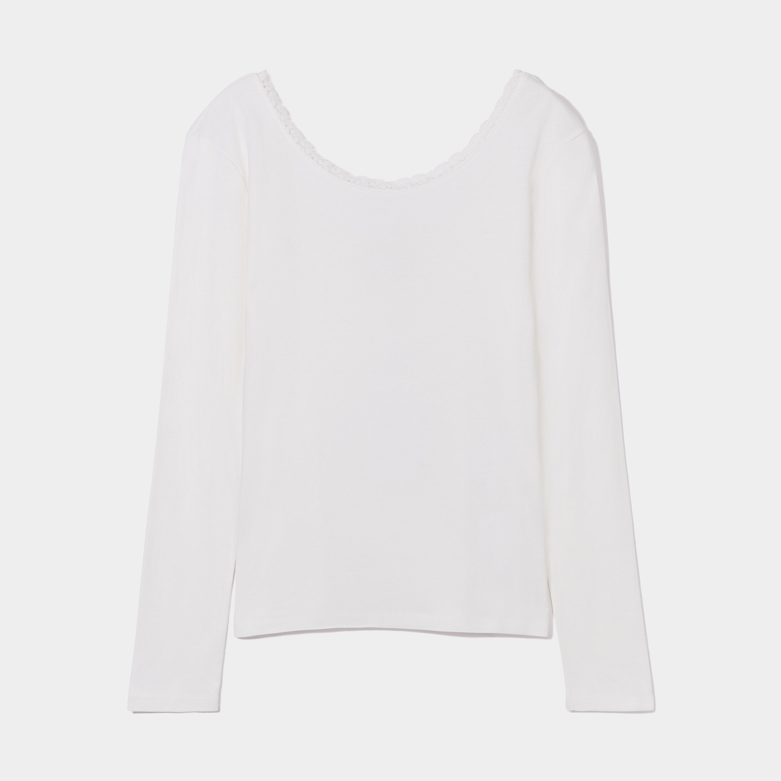 T-shirt avec dentelle au col blanc femme | La Halle