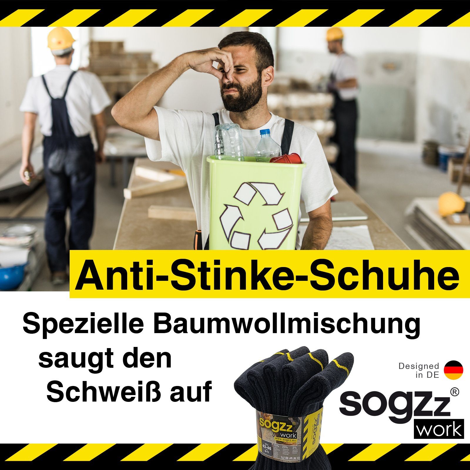 sogzz Arbeitssocken 5-60 Paar Socken Herren Schwarz 75% Baumwolle Work Arbeit Socken (Modell: Work Basic, 5-Paar)