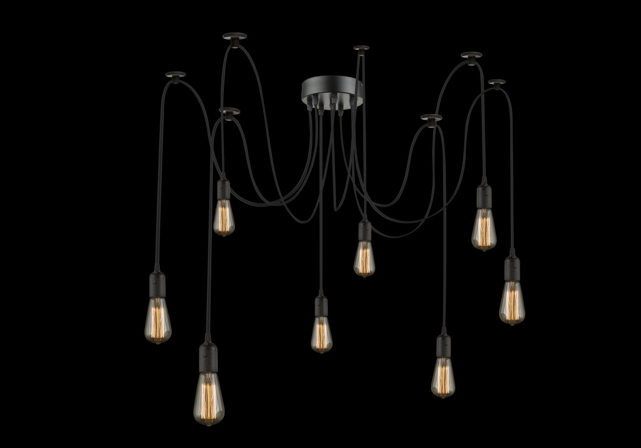 Globo Lighting - OLIVER - Hängeleuchte Metall schwarz, 8x E27