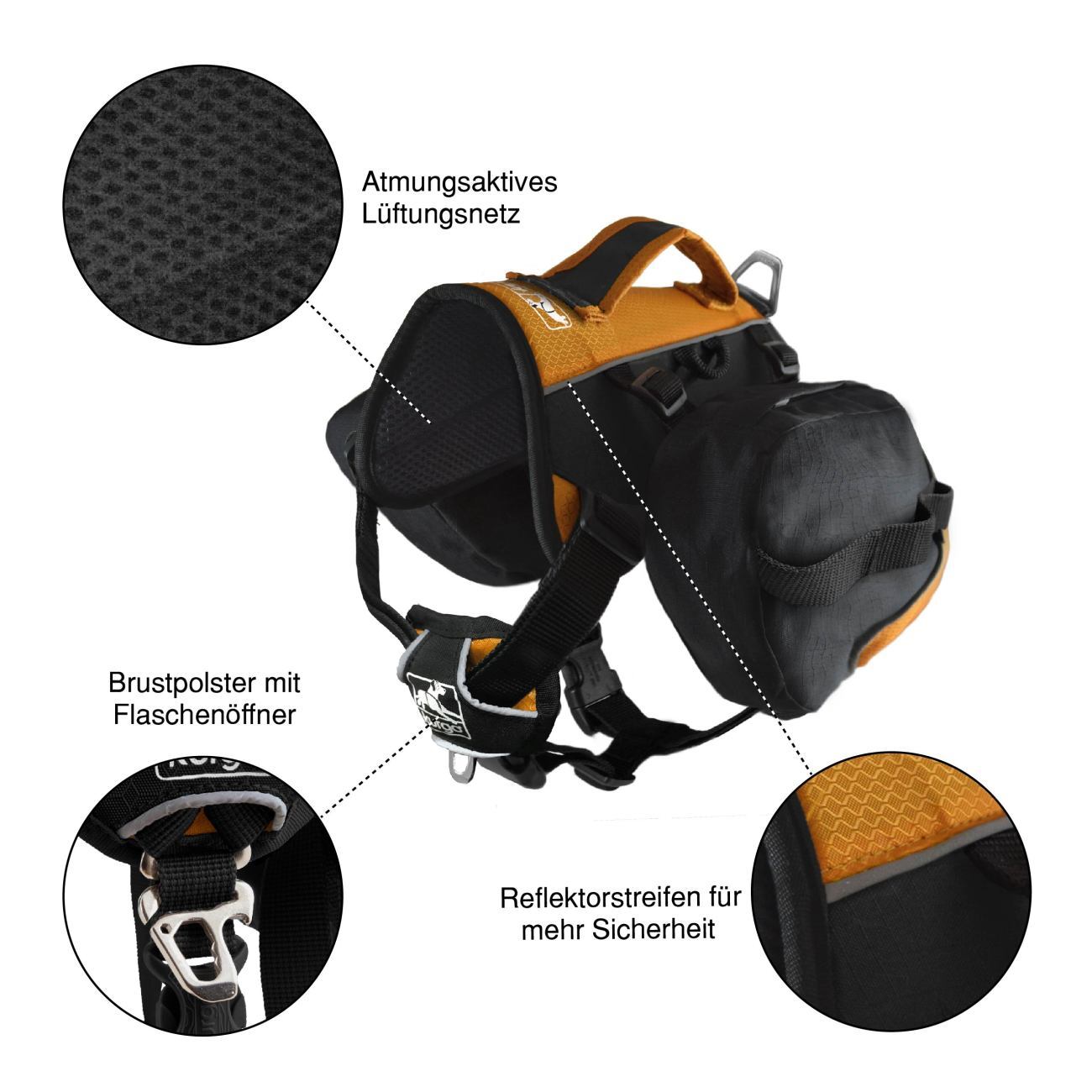 Kurgo Tragetaschen Kurgo Baxter Hunderucksack schwarz/ orange L