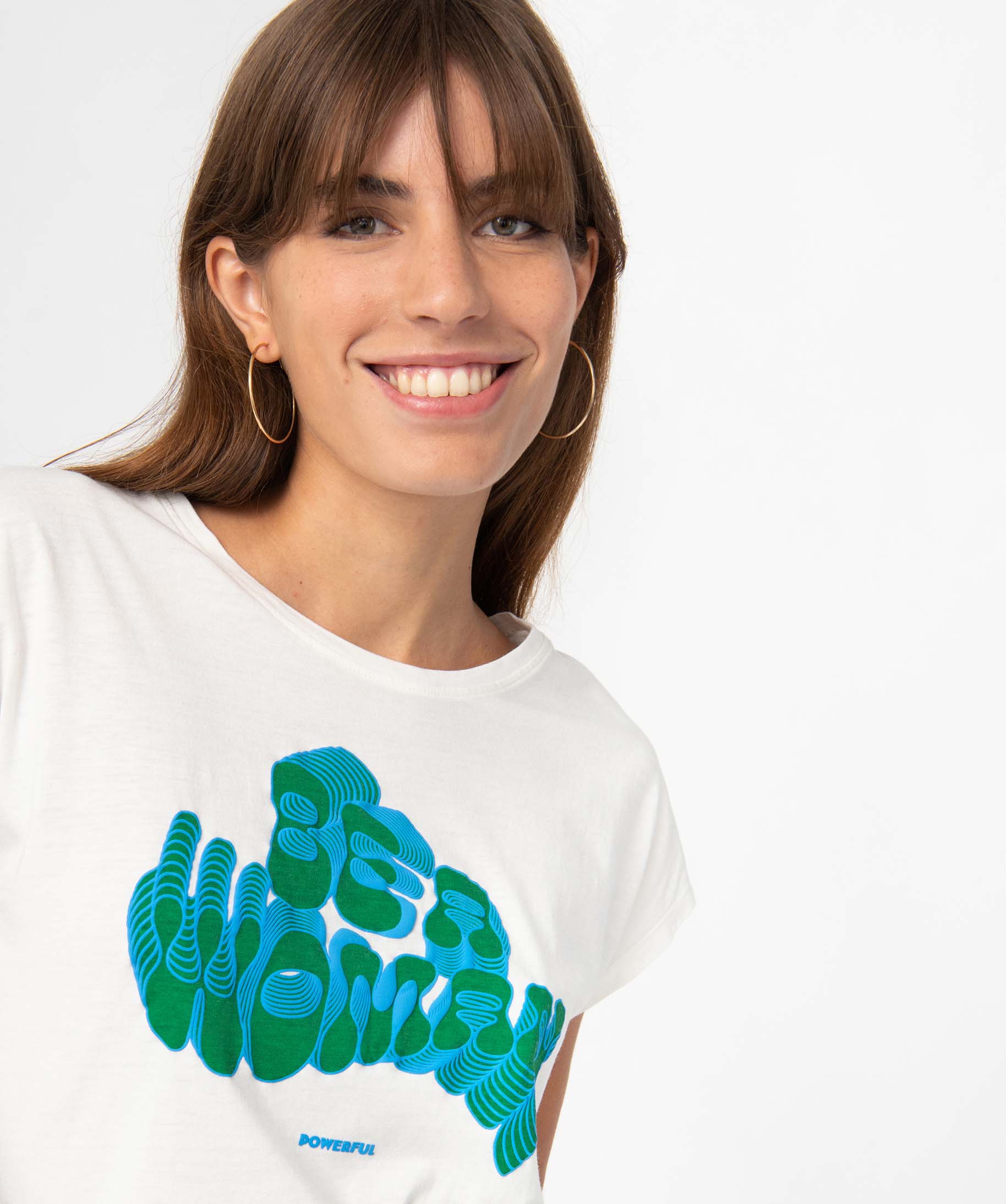 Tee-shirt femme loose à manches courtes et motif 70's ecru | GEMO