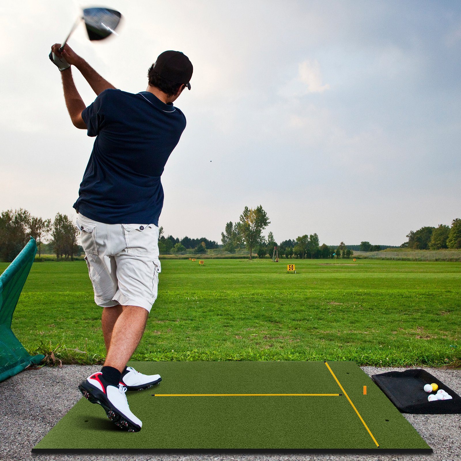 COSTWAY Golf-Abschlagmatte Übungsmatte, mit 2 Golf-Tees