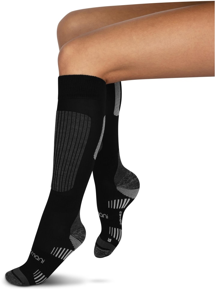 normani 2 bequeme Merino Trekking Kniestrümpfe mit Frotteesohle in Schwarz günstig kaufen