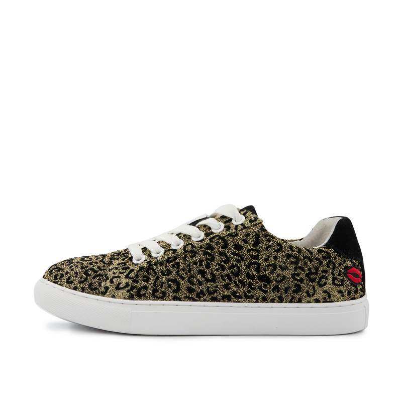 Baskets en cuir Simone glitter leopard or