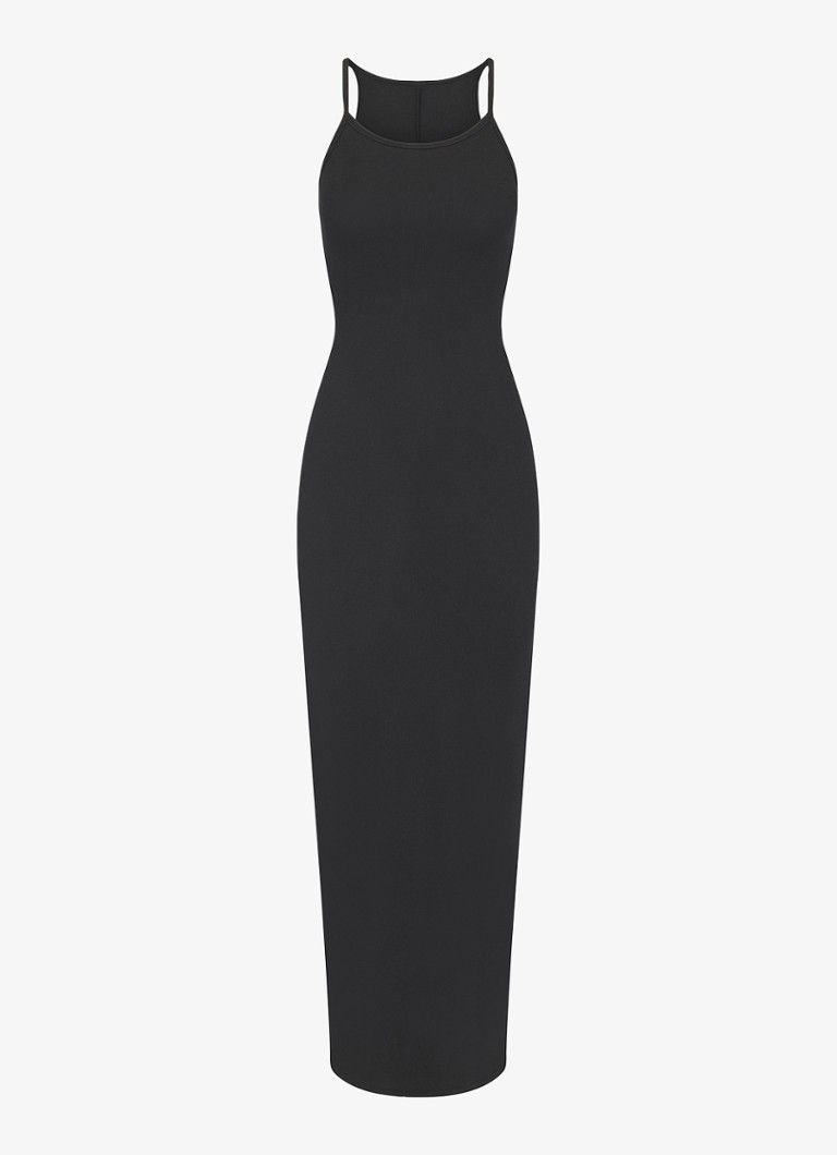 SKIMS Cotton Rib maxi dress with ribbed structure and slit
