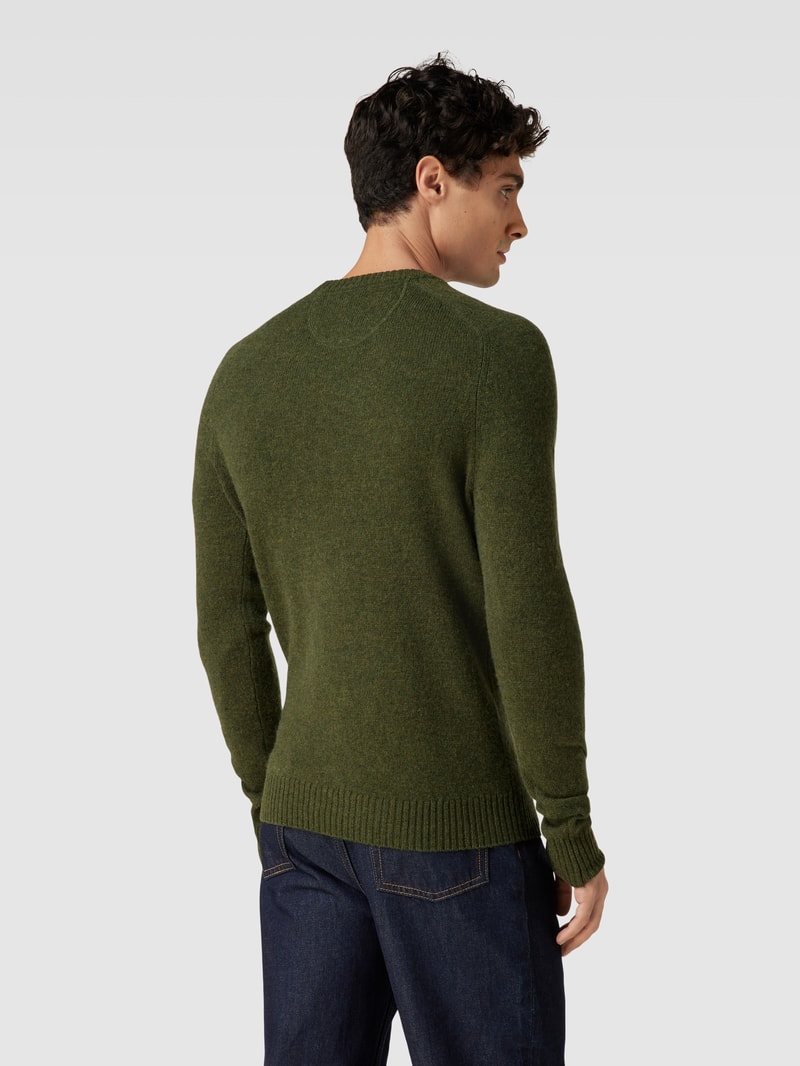 Strickpullover aus Lammwolle Modell 'TANGUY' in olivgrün meliert