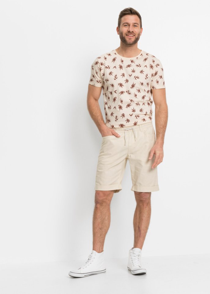 Schlupf-Bermuda aus Leinen Mix, Regular Fit