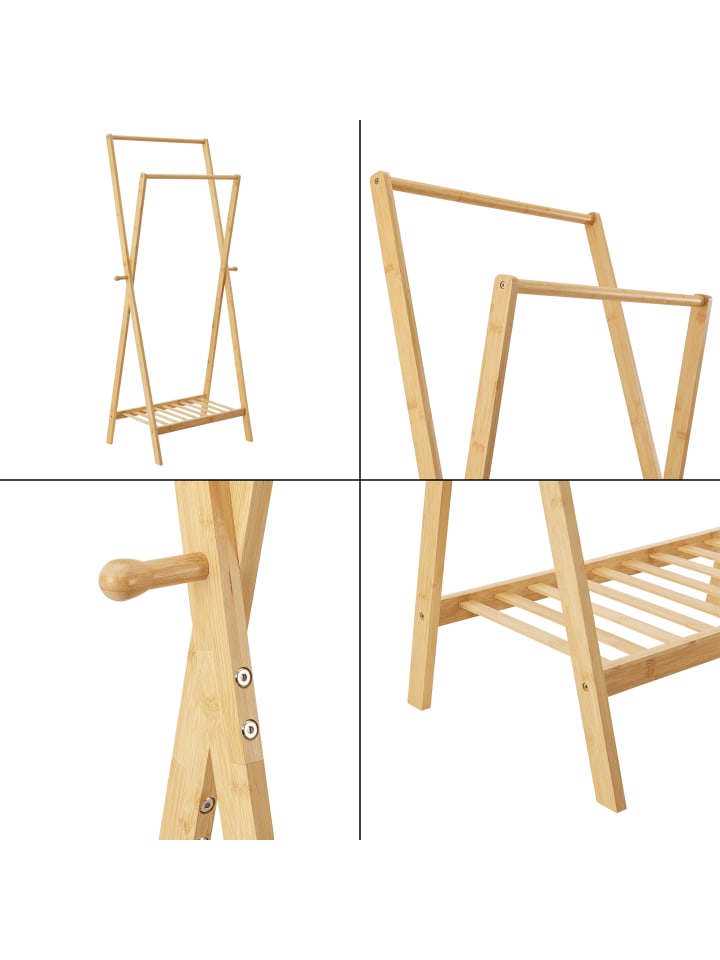 en.casa Garderobenständer Keitele in Braun (H)150cm (B)60cm (T)42cm (G)3.7kg günstig kaufen onesize