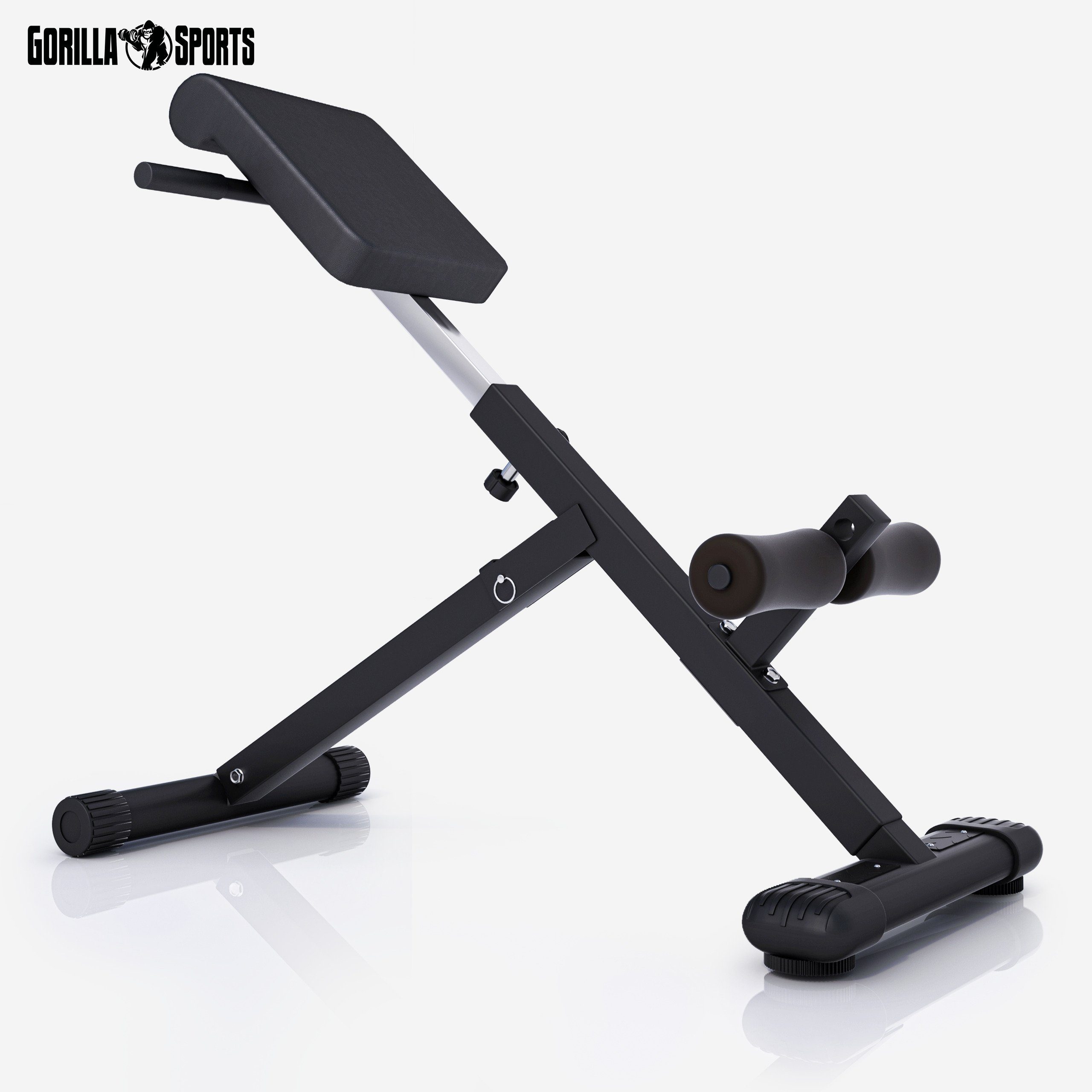 GORILLA SPORTS Rückentrainer Hyperextension - Verstellbar, Klappbar, Schwarz / Weiß - Bauchtrainer