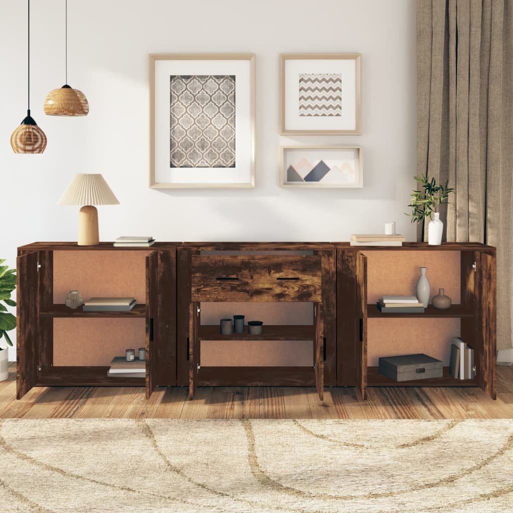 vidaXL Sideboard Sideboards 3 Stk. Räuchereiche Holzwerkstoff (3 St)