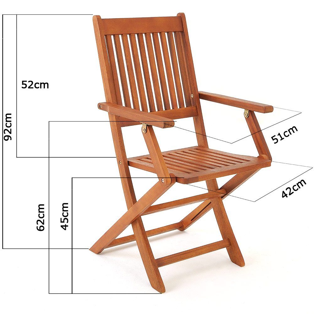 Casaria Essgruppe Sydney Komfort, 4+1 Klappbar Wetterfest Akazien Holz FSC®-zertifiziert 120x70x75cm