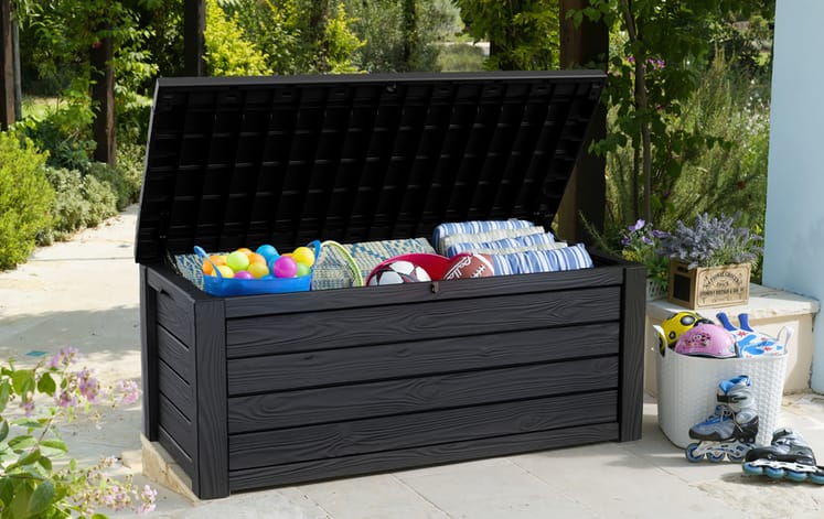 Keter Eastwood Auflagenbox, wetterbeständig - 570L - Grau Holzoptik