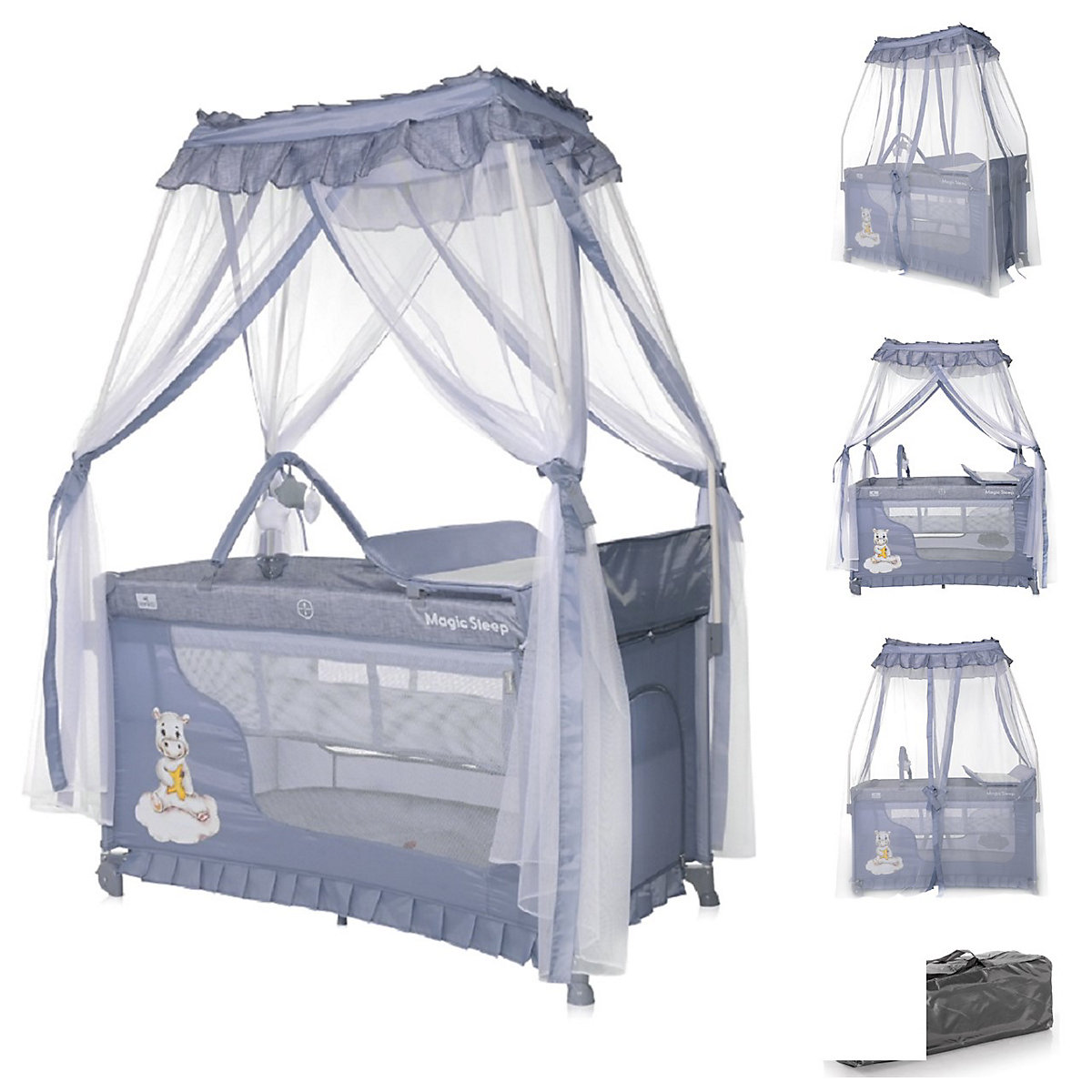 Reisebett Magic Sleep, 2 Ebenen, Faltmatratze, Wickelauflage, Mobile Reisebetten