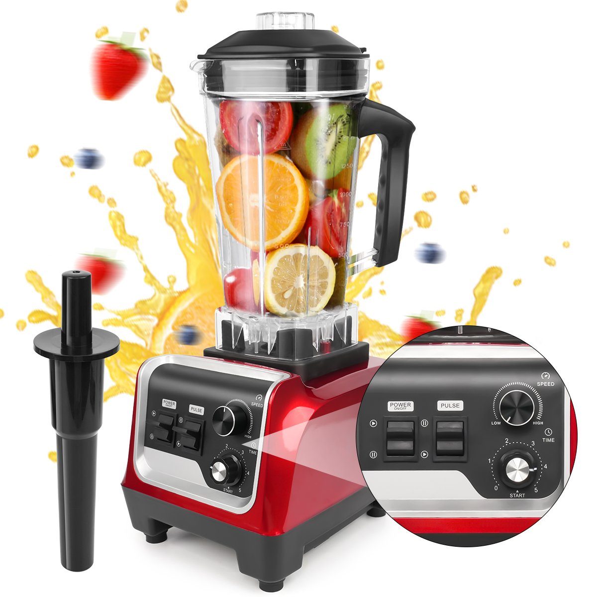 7Magic Standmixer Smoothie Mixer, 1600,00 W, 9 Stufen, Ice Crusher, 2L Behälter + 0,6L Trockenmahlbehälter BPA frei