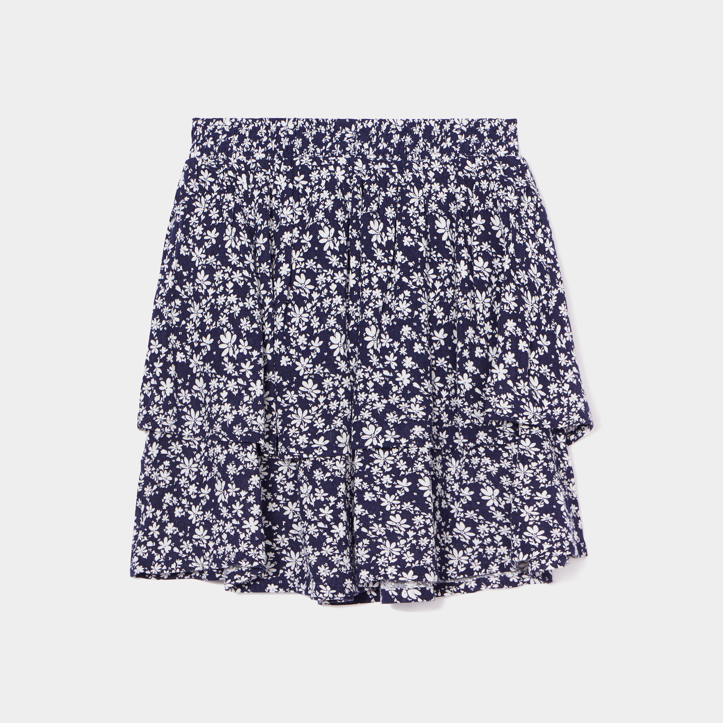Jupe à volants taille smockée bleu marine fille | La Halle