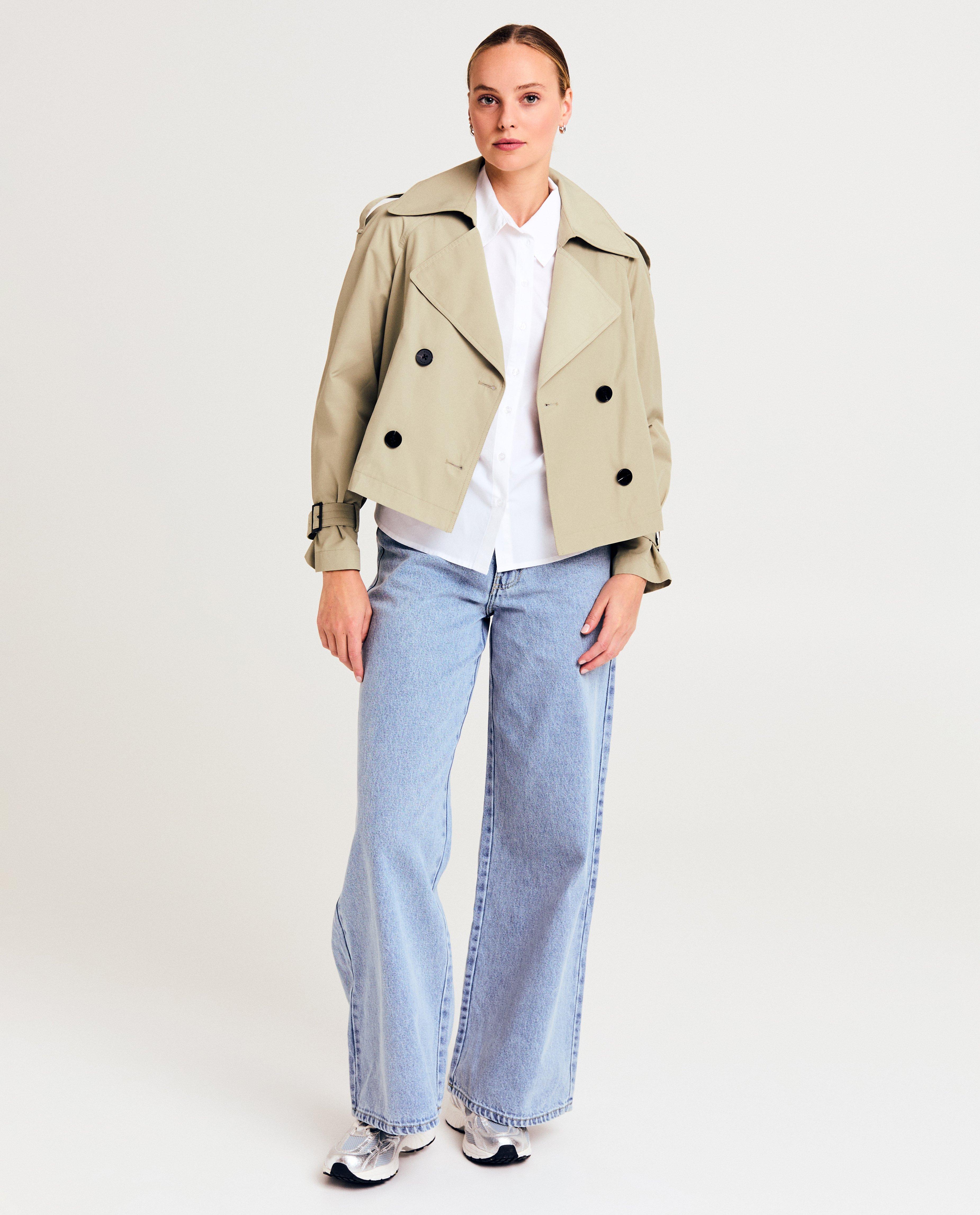 Trench scurt verde deschis Sora, kaki