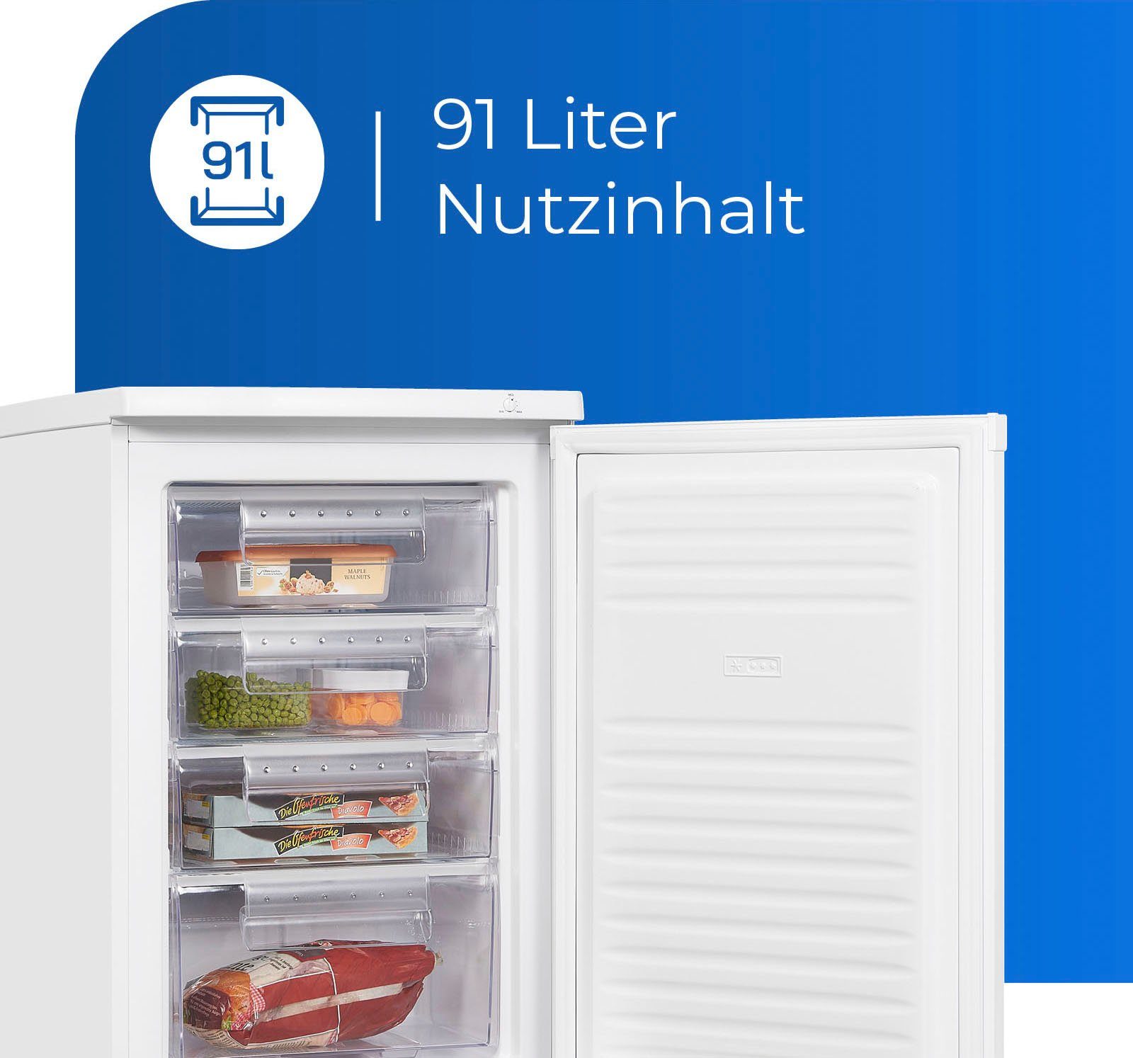 exquisit Gefrierschrank GS12-040E weiss, 85,5 cm hoch, 55,0 cm breit