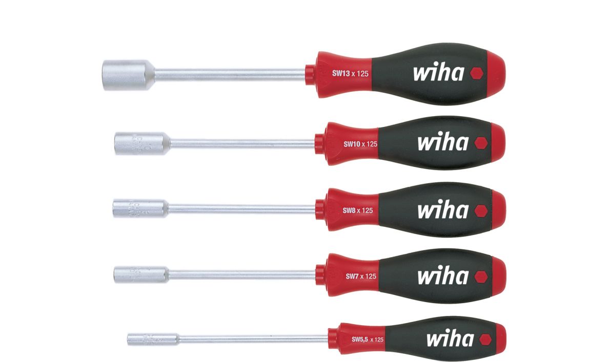 Juego de destornilladores Wiha 01034 SoftFinish con llave hexagonal y vaso de 5 piezas.