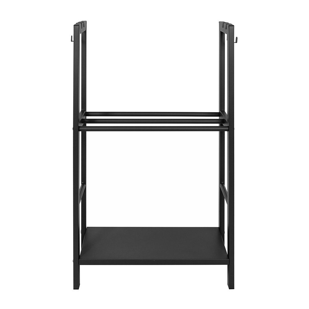 Happy Home Kaminholzregal-Erweiterung Kaminholzregal,Anthrazit Kaminholzregal mit 2 Ablagen, 4 Mobile Hooks
