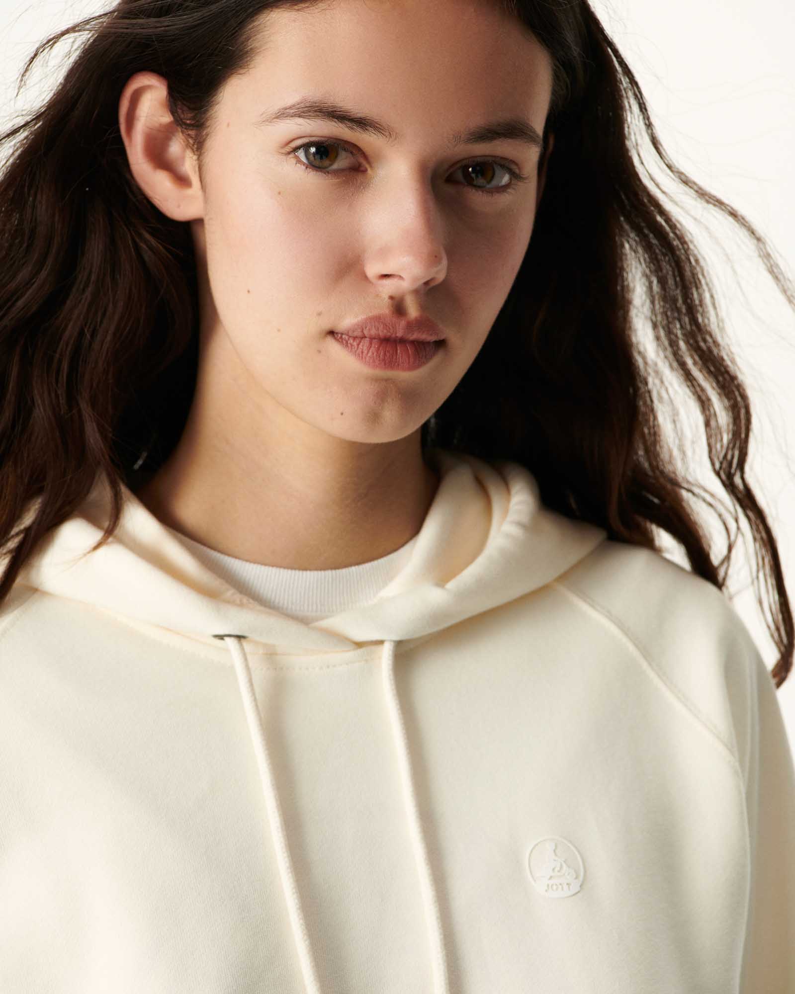 Sweat molleton à capuche femme en coton biologique Ecru Monteria