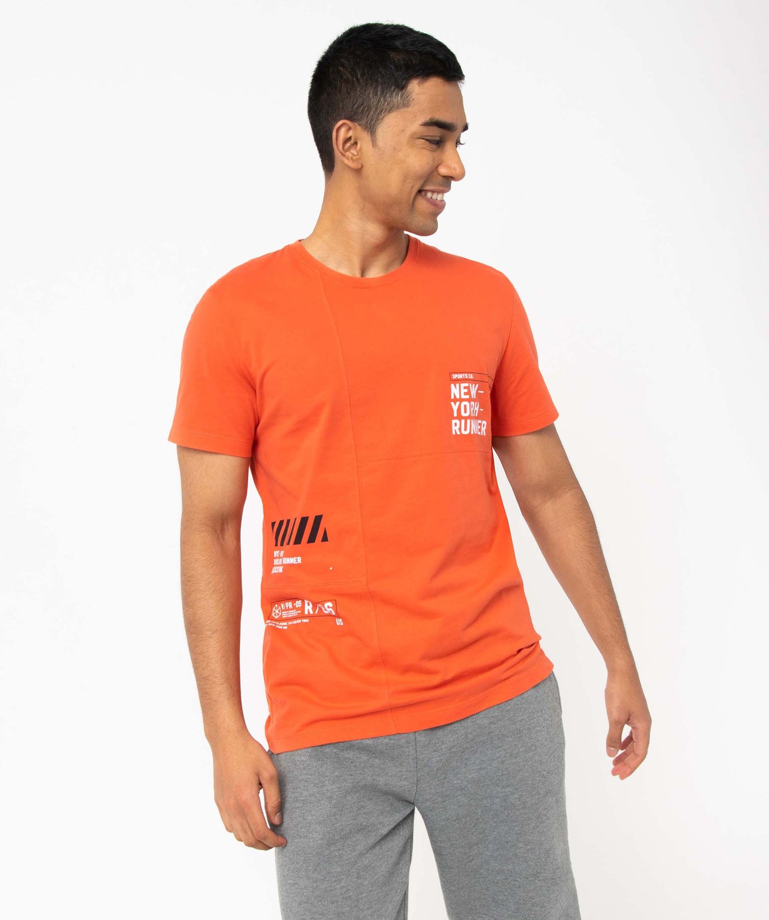 Tee-shirt homme à manches courtes look streetwear orange | GEMO