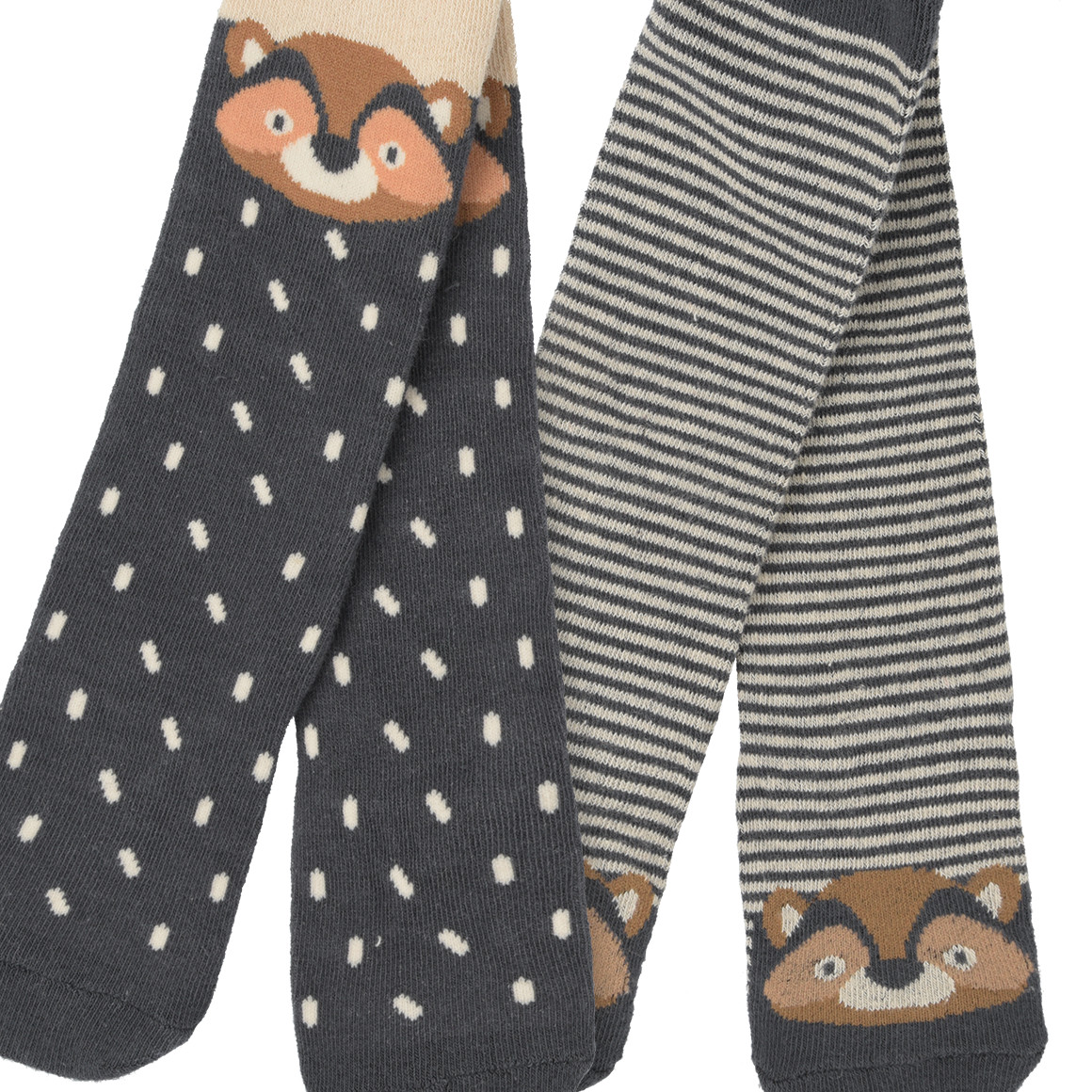 2 Baby Strumpfhosen mit Waschbär-Motiven