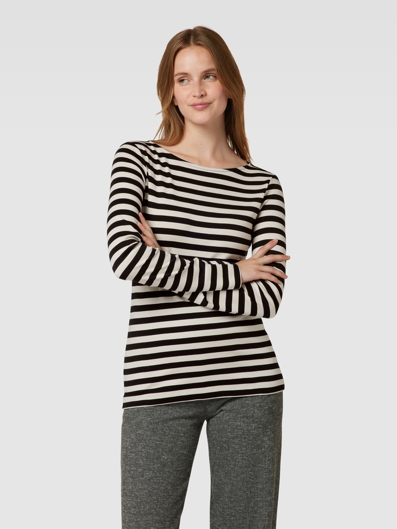 Longsleeve mit Streifenmuster in schwarz