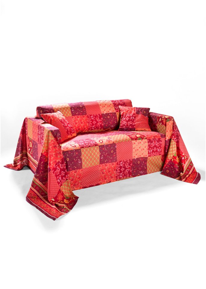 Tagesdecke mit Patchwork Druck