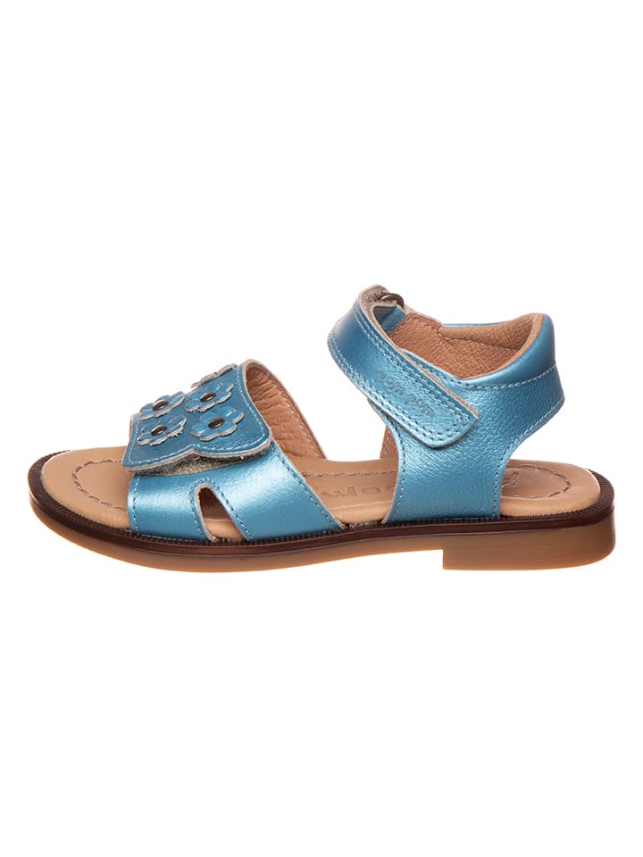 POM POM Leder-Sandalen in Hellblau günstig kaufen