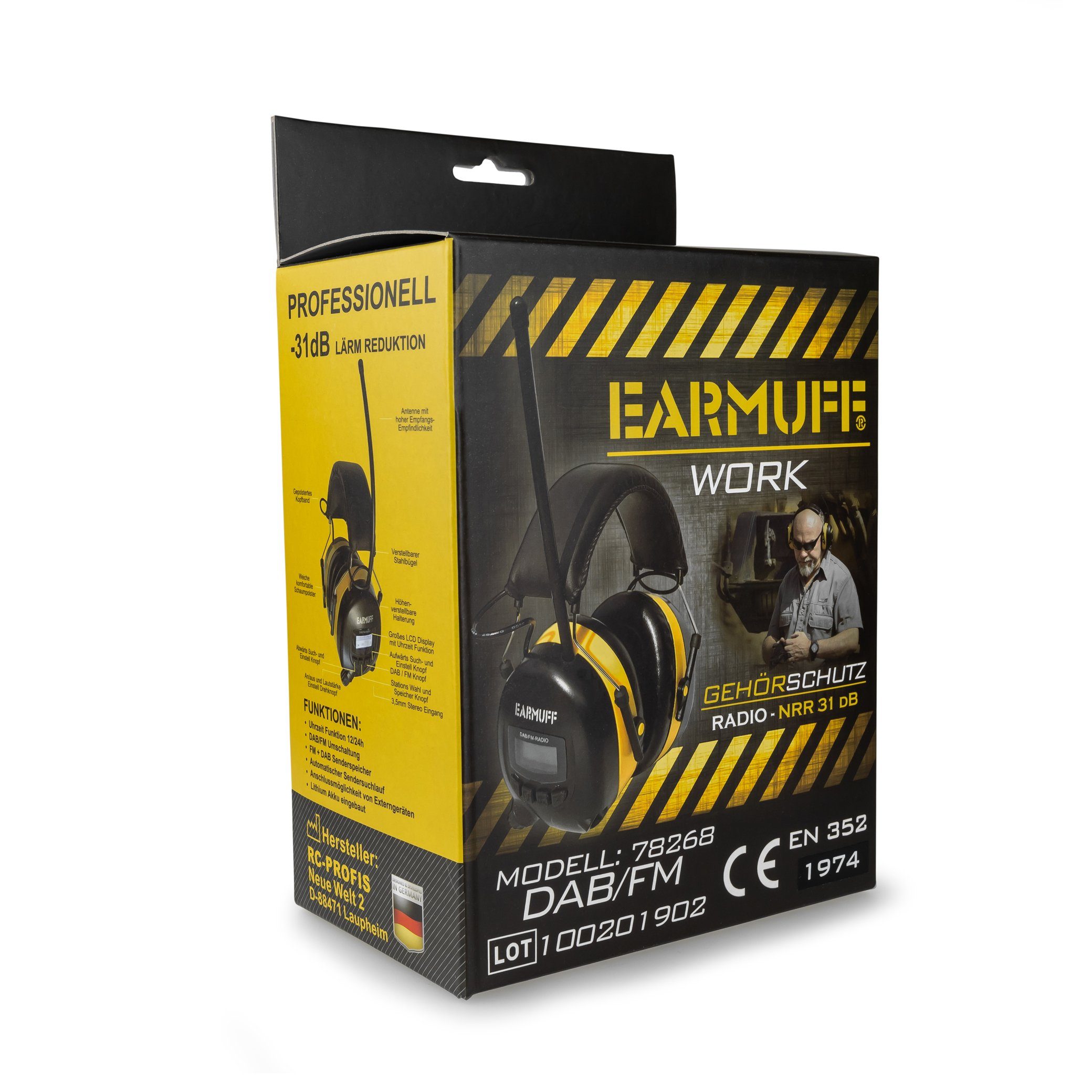 EARMUFF Kapselgehörschutz EARMUFF 31dB DAB+/FM/AUX, (1 St)