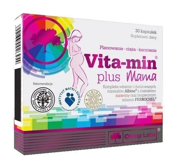 Olimp Vita-Min Plus Mama, maisto papildas moterims, planuojančioms nėštumą, nėščioms ir žindančioms moterims, kapsulės