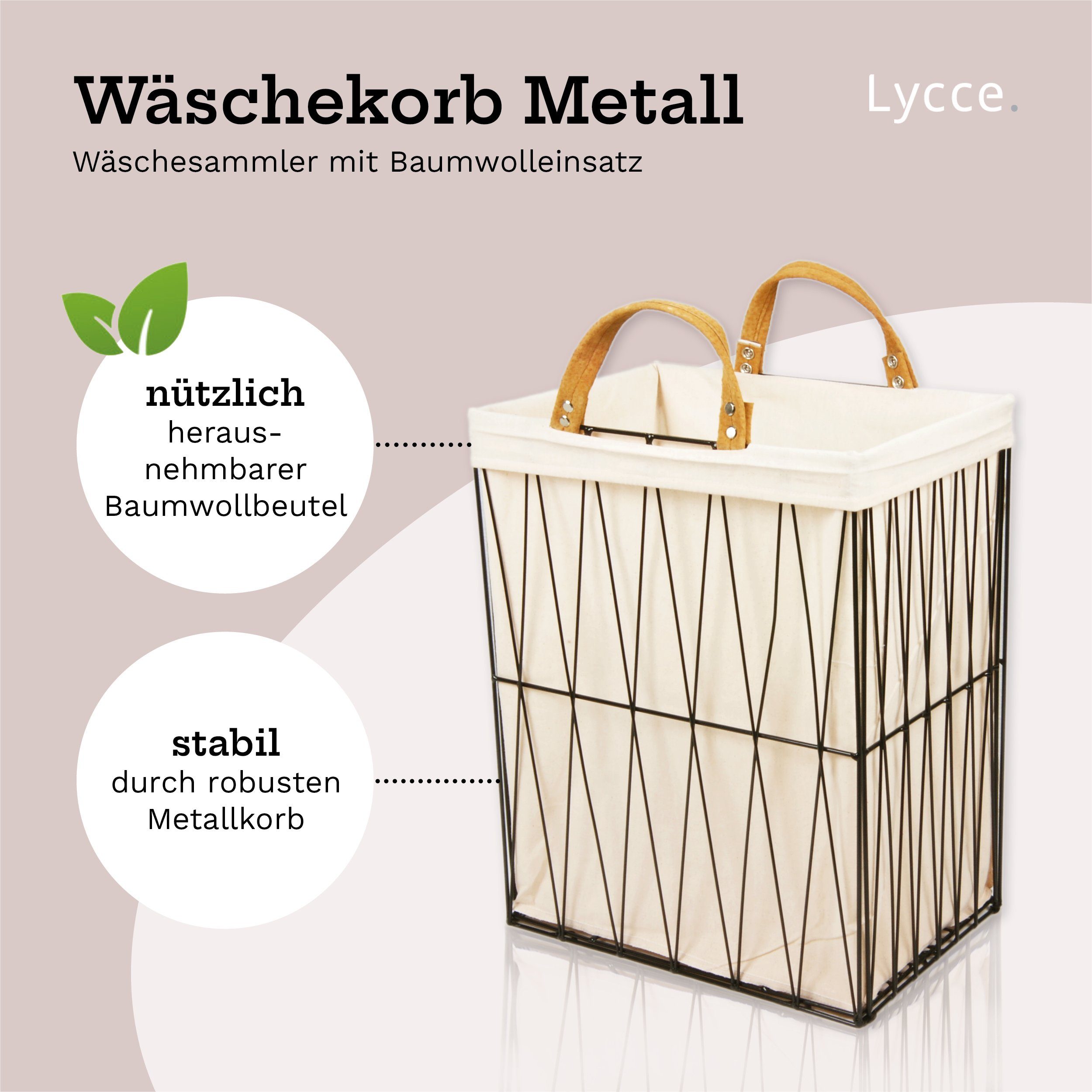 animal-design Wäschebox, 35L aus Metall geflochten, Nischenkorb zusammenklappbar schwarz
