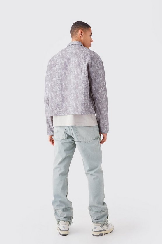 Kastiges Camouflage Overshirt mit Reißverschluss