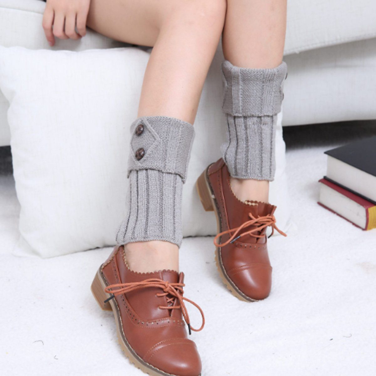 Jormftte Beinstulpen Damen Winter Stricken Stulpen Socken,Strickstiefel Beinstulpen