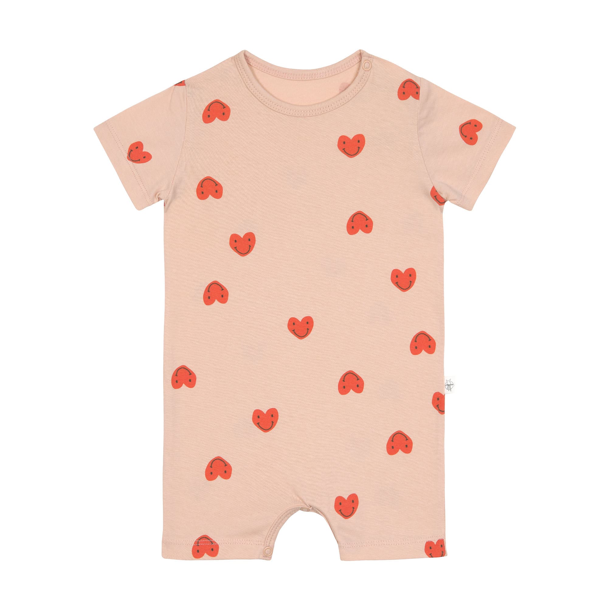 Baby Jumpsuit - Bio Baumwolle, Herzen, Rosa
