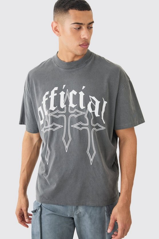 Oversize T-Shirt mit Official Kreuz-Print