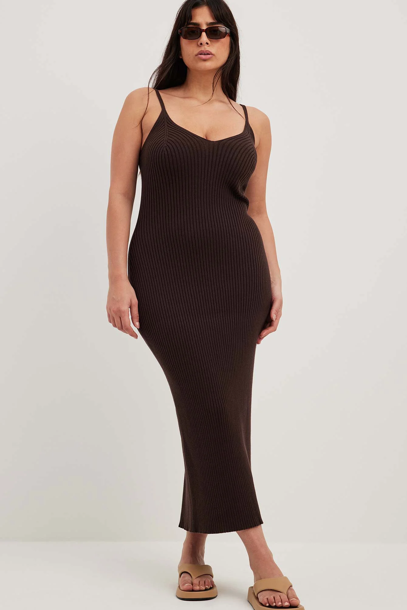 Midi-Slipkleid aus Rippenstrick